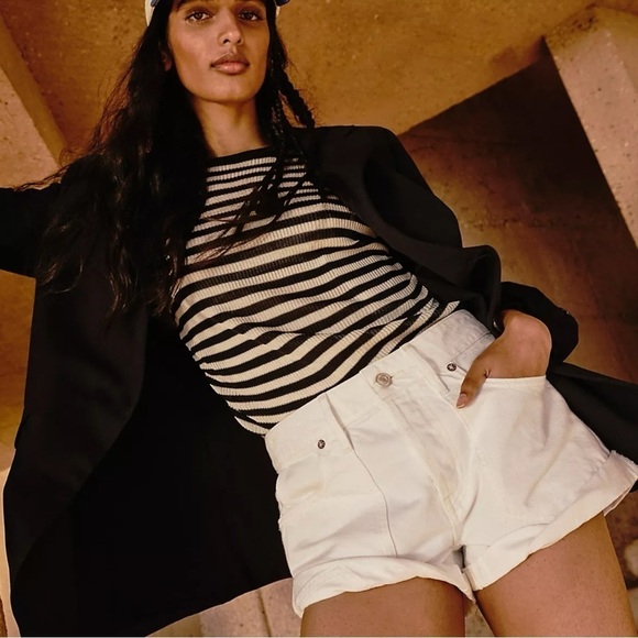 Free People Pants - Free People Beginner’s Luck Slouch Shorts in Optic White Size 31 NWT NEW